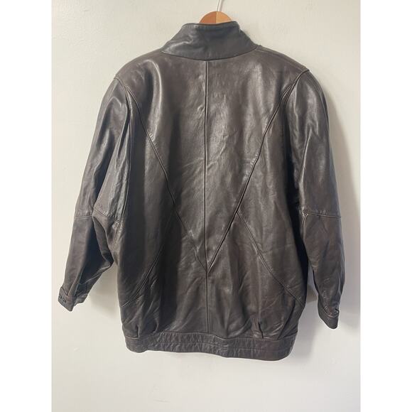 Vtg Jacket Golden Collection By Rafaello Y2K Mens 80s Leather XL Brown Bomber - Picture 11 of 15